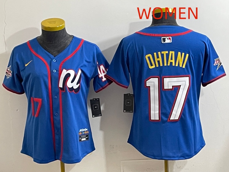 Women 2025 Los Angeles Dodgers #17 Ohtani Blue Nike 2025 MLB All Star Jersey style 005